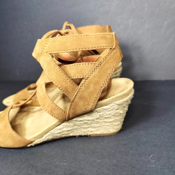 Vionic Tansy Wedge Espadrille Agave Brown Leather Strappy Sandal Women's Size 7 - Picture 8 of 11